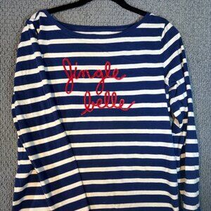 Talbots Jingle Belle Nautical Striped Holiday Long Sleeve T-Shirt / Small